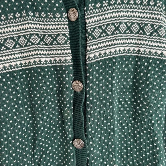 VTG Cherokee‎ Made in USA Christmasy Button Up Cotton Cardigan Sz LG - Picture 4 of 8